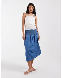 ONLY - Jupe mi-longue plissée en chambray - moyen - Lyst