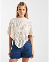 Hollister - Knitted Crochet Poncho - Lyst