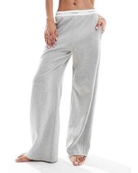 Calvin Klein - Pantalones De Estar Por Casa Grises De Pernera Ancha Con Logo En La Cinturilla Modern Terry De - Lyst