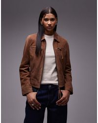 Urbancode - Suede Zip Through Fitted Moto Jacket - Lyst