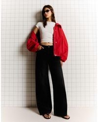 Bershka - Petite High-waist Wide Straight-leg Jeans - Lyst