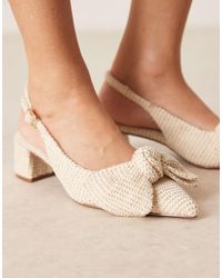 ASOS - Wide Fit Symbol Bow Slingback Mid Block Heeled Shoes - Lyst