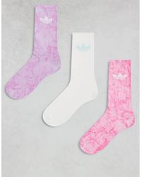 adidas Originals - Set Van 3 Paar Tie-Dye Sokken Met Trefoil - Lyst