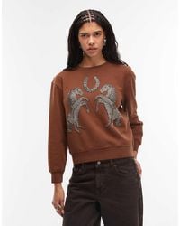 AllSaints - Luck Pippa Knitted Embellished Sweatshirt - Lyst