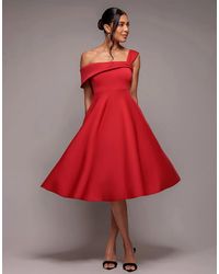Goddiva - One Shoulder A Line Midi Dress - Lyst