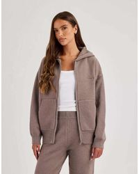 CERNUCCI - Knitted Stitch Back Detail Zip Through Hoodie - Lyst