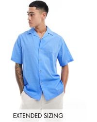 ASOS - Short Sleeve Relaxed Revere Collar Linen Look Shirt - Lyst