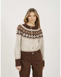 Brave Soul - Crew Neck Fairisle Knit Cardigan - Lyst