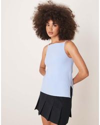 Abercrombie & Fitch - High Neck Knitted Tank Top With Side Slits - Lyst