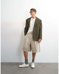 TOPMAN - Wide Leg Twill Bermuda Shorts With Pronounced Pleat - Lyst
