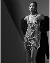 ASOS - Robe courte drapée à dos nu et ornée - Lyst