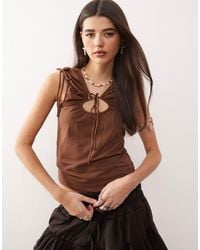 Monki - Cut Out Ruched Tank With Tie Details - Lyst