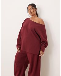 ASOS - Asos Design Curve Oversized Off The Shoulder Interlock Sweatshirt - Lyst