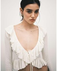 Monki - Frill Knit Cardigan - Lyst