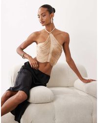 ASOS - Fringe Drape Halterneck Top - Lyst