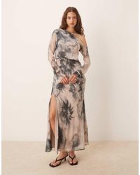 ASOS - Fallen Shoulder Midi Dress With Seaming Details - Lyst