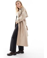 Vero Moda - Trench-coat long ceinturé - taupe - Lyst