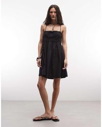 Collusion - Smock Tie Detail Mini Dress - Lyst
