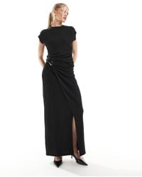 Threadbare - Co-ord Textured Maxi Skirt With Gold Trim Detail - Lyst