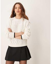 Jdy - Textured Contrast Trim Jumper - Lyst