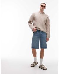 TOPMAN - Pantalones Cortos Vaqueros De Estilo Bermudas Con Lavado Azul Medio De - Lyst