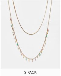 Accessorize - 2 Pack Of Beaded Chain Necklaces - Lyst