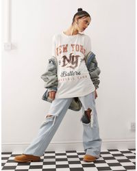 Collusion - Long Sleeve Relaxed Washed Out New York T-Shirt - Lyst