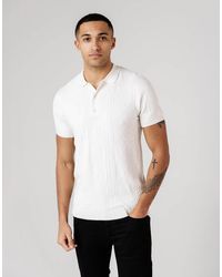 French Connection - Cable Knit Short Sleeve Button Collar Polo Shirt - Lyst