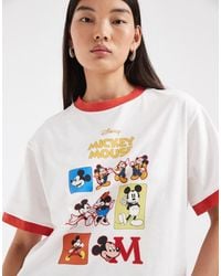 ASOS - Disney Oversized Slub Ringer T-Shirt With Mickey Mouse Chart Print - Lyst