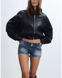 Stradivarius - Denim Micro Shorts - Lyst