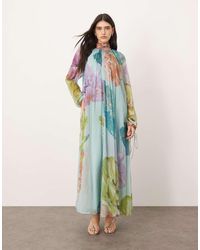 ARRANGE - Maxi-Jurk Van Chiffon Met A-Lijn En Hoge Hals - Lyst