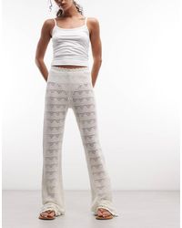 Monki - Crochet Style Wide Leg Pants - Lyst