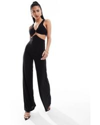 ASOS - Jumpsuit Met Afwerking, Halternek En Gekruiste Achterkant - Lyst