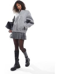 Pieces - Oversized Longline Zip Bomber Jacket - Lyst
