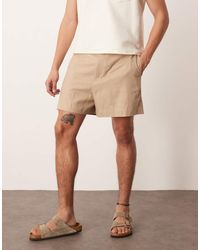 ASOS - Pantalones Cortos De Vestir Estilo Bermuda De Mezcla De Lino De -Neutro - Lyst