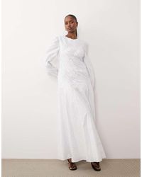 DASKA - Asymmetric Shirred Detail Balloon Sleeve Maxi Dress - Lyst