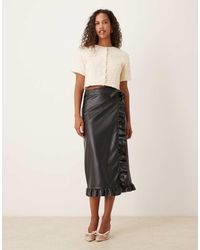 Never Fully Dressed - Jaspre Pu Ruffle Midi Skirt - Lyst