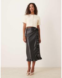 Never Fully Dressed - Jaspre Pu Ruffle Midi Skirt - Lyst