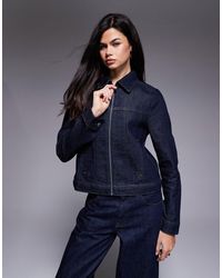 ASOS - Veste en jean effet rétréci avec fermeture éclair - brut délavé - Lyst
