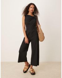 Mango - Knotted Shoulder Detail Woven Jumpsuit - Lyst