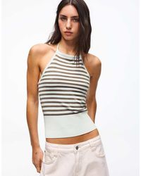 Bershka - Striped Halter Top - Lyst