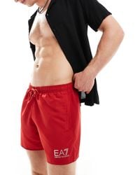EA7 - Armani Gold Logo Swim Shorts - Lyst
