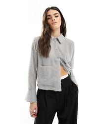 Object - Textured Boxy Cropped Shirt - Lyst