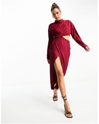 ASOS - Plisse Cut Out Dress With Wide Sleeve And Side Twist Maxi Dress - Lyst