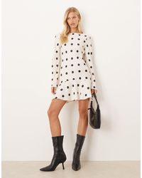 ASOS - Satin Angel Sleeve Drop Waist Mini Dress - Lyst
