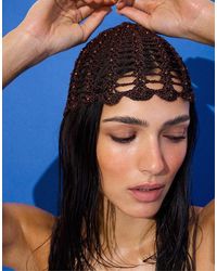 Stradivarius - Crochet Cap With Rhinestones - Lyst