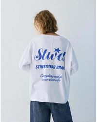 Pull&Bear - Stwd - t-shirt à surpiqûres - profond - Lyst