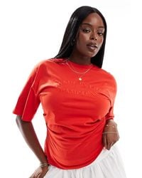 ASOS - Asos Design Curve Corset Waist T-shirt With Embroide Hamptons Graphic - Lyst