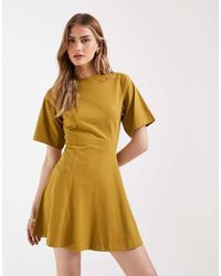 ASOS - Getailleerde Mini-Jurk Met Naaddetail - Lyst