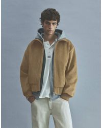 Pull&Bear - Faux Suede Bomber Jacket - Lyst